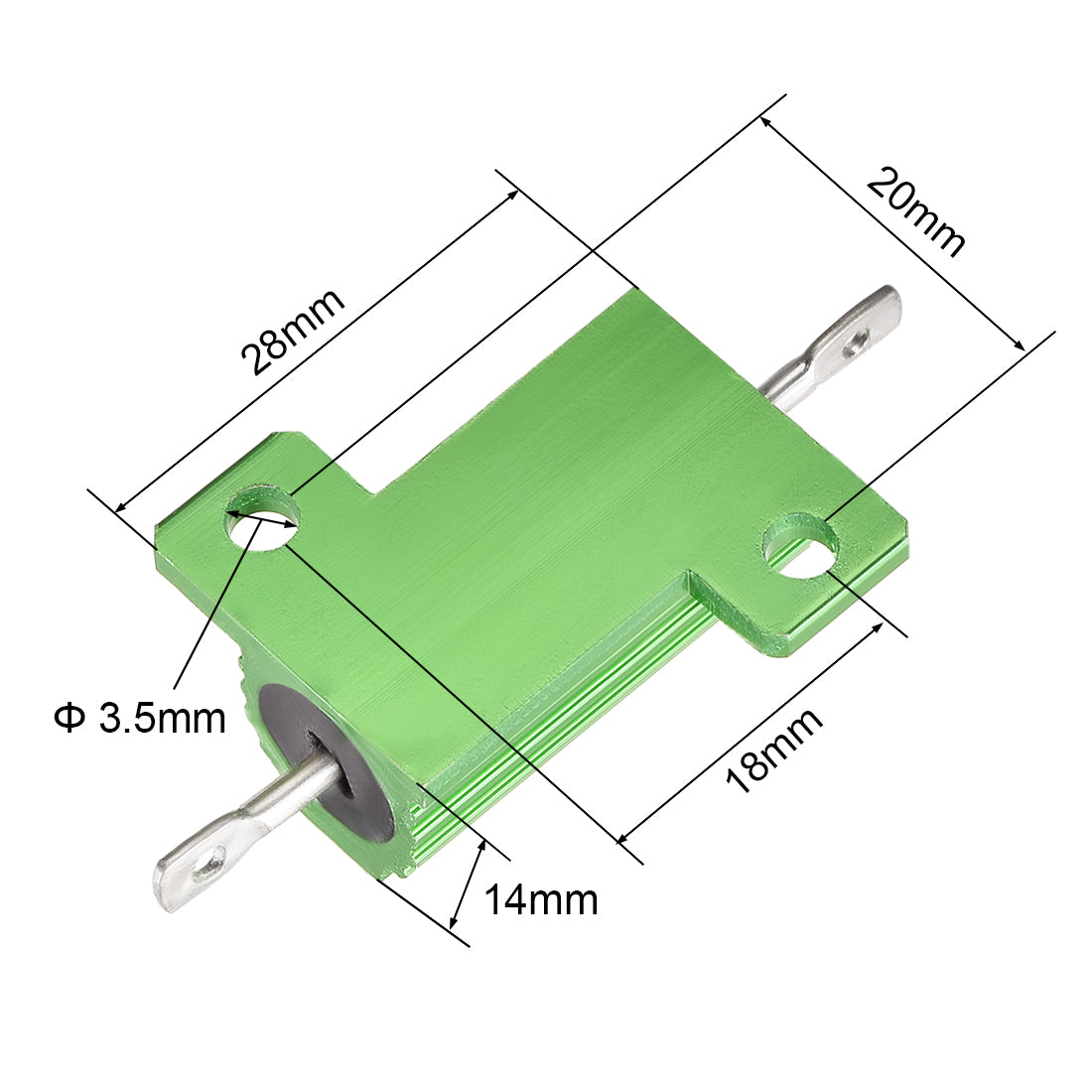 uxcell Uxcell 25W 3.9 Ohm 5% Aluminum Housing Resistor Wirewound Resistor Green Tone 5 Pcs