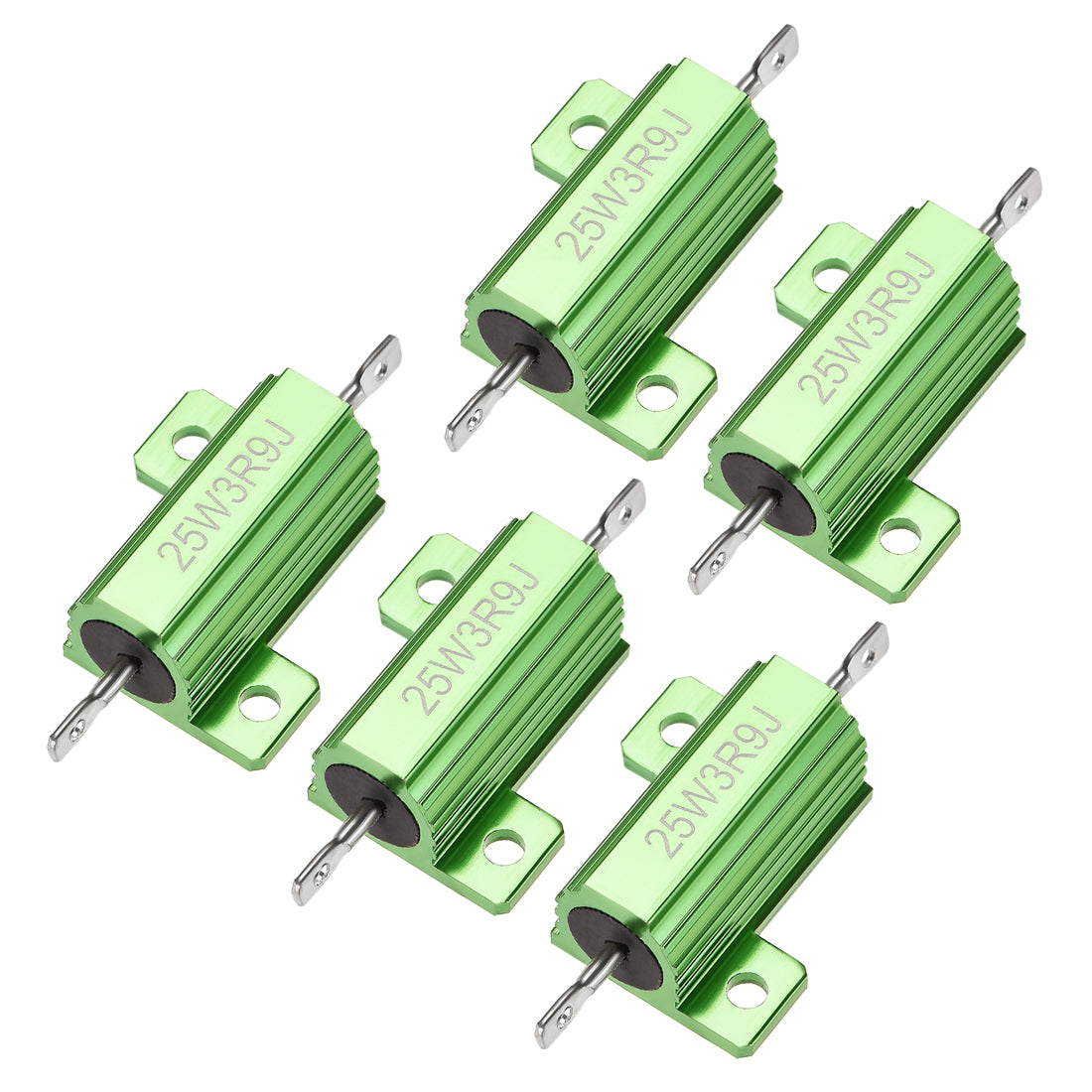 uxcell Uxcell 25W 3.9 Ohm 5% Aluminum Housing Resistor Wirewound Resistor Green Tone 5 Pcs