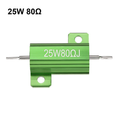 Harfington Uxcell 25W 80 Ohm 5% Aluminum Housing Resistor Wirewound Resistor Green Tone 2 Pcs