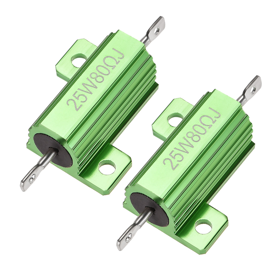 uxcell Uxcell 25W 80 Ohm 5% Aluminum Housing Resistor Wirewound Resistor Green Tone 2 Pcs