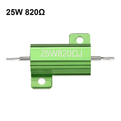 Harfington Uxcell 25W 820 Ohm 5% Aluminum Housing Resistor Wirewound Resistor Green Tone 5 Pcs