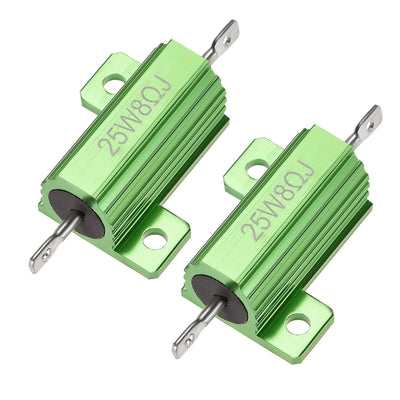 Harfington Uxcell 25W 8 Ohm 5% Aluminum Housing Resistor Wirewound Resistor Green Tone 2 Pcs