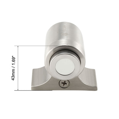 Harfington Uxcell Magnetic Door Stopper Catch, Stainless Steel Brushed Door Stop Floor Mount Silver Tone