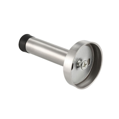 Harfington Uxcell Door Stopper 201 Stainless Steel with Sound Dampening Rubber Bumper - Wall Mount Door Holder w Hardware Screws, Brushed Finish, 80mm Height