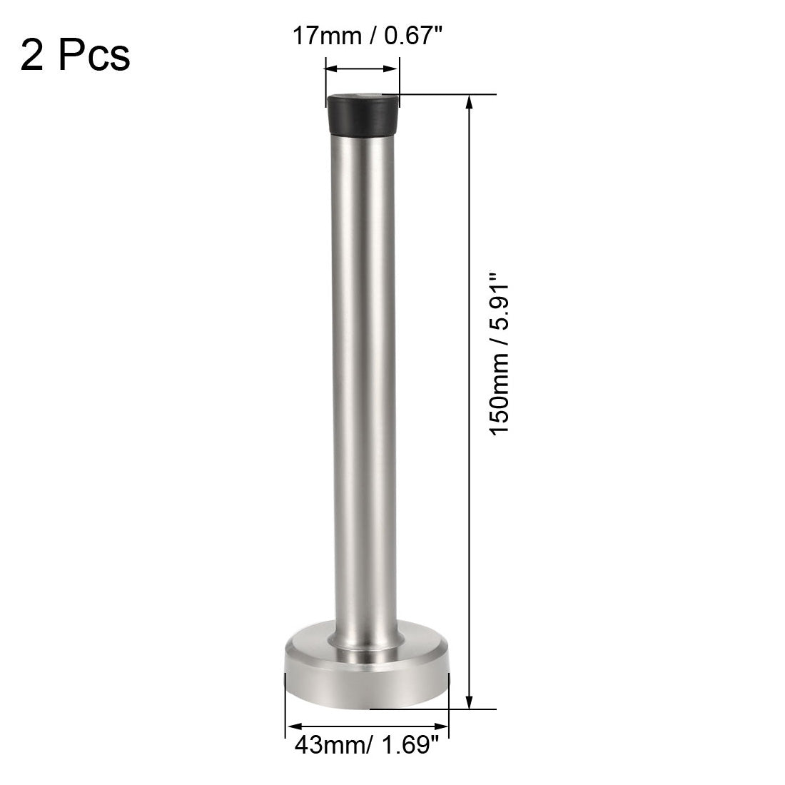 uxcell Uxcell 2 Stk. Türanschlag Wandpuffer am Wand Montiert Gummipuffer 201 Edelstahl 150mm Hoch