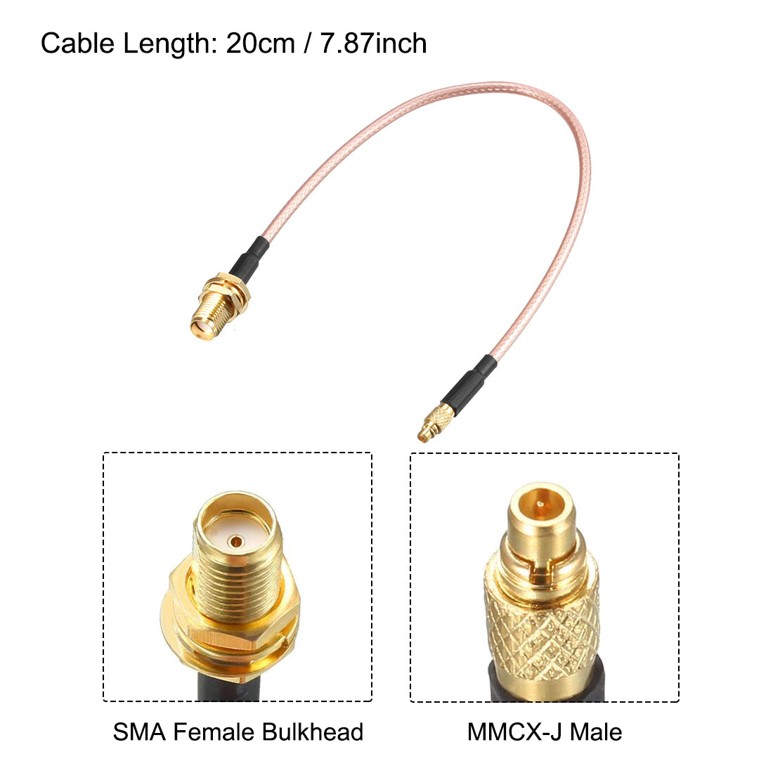 uxcell Uxcell RF Koaxialkabel Draht RG-316, MMCX-J Stecker auf SMA-KY Buchse 20cm