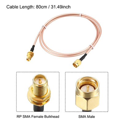 Harfington Uxcell RF Koaxialkabel Verbinden Draht RG-316, RP-SMA Buchse auf SMA Stecker 80cm