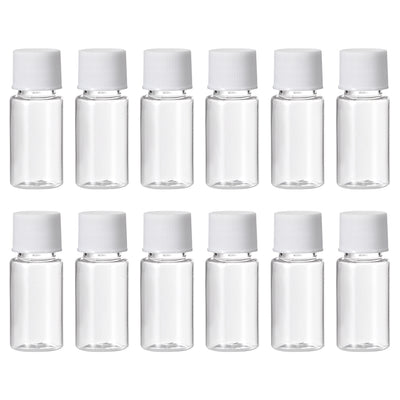 Harfington Uxcell Plastic Lab Chemical Reagent Bottle, 10ml/0.34oz Wide Mouth Sample Sealing Liquid Storage Container, Transparent 12pcs