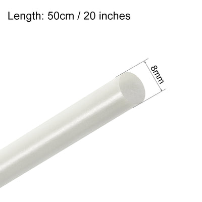 Harfington Uxcell FRP Fiberglass Round Rod,8mm Dia 50mm Long,White Engineering Round Bar Rod