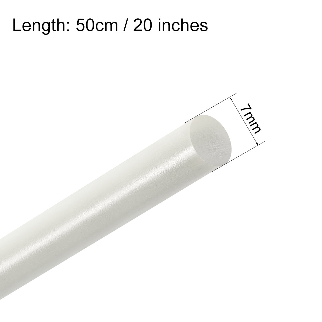 uxcell Uxcell FRP Fiberglass Round Rod,7mm Dia 50cm Long,White Engineering Round Rods 2pcs