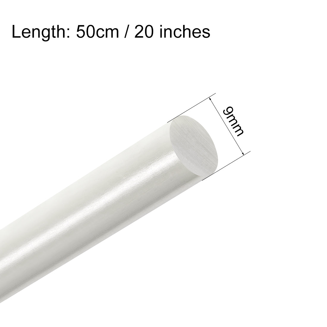 uxcell Uxcell FRP Fiberglass Round Rod,9mm Dia 50cm Long,White Engineering Round Bar Rod