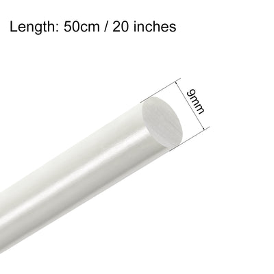 Harfington Uxcell FRP Fiberglass Round Rod,9mm Dia 50cm Long,White Engineering Round Bar Rod