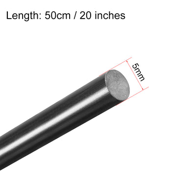 Harfington Uxcell FRP Fiberglass Round Rod,5mm Dia 50cm Long,Black Engineering Round Bars 2pcs