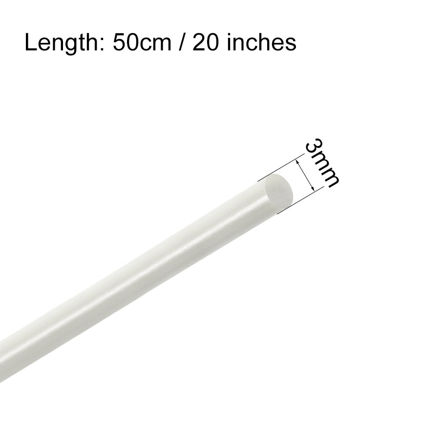 uxcell Uxcell FRP Fiberglass Round Rod,3mm Dia 50cm Long,White Engineering Round Bars 5pcs