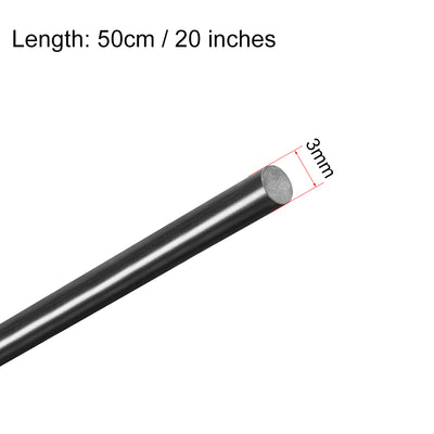 Harfington Uxcell FRP Fiberglass Round Rod,3mm Dia 50cm Long,Black Engineering Round Bars 5pcs