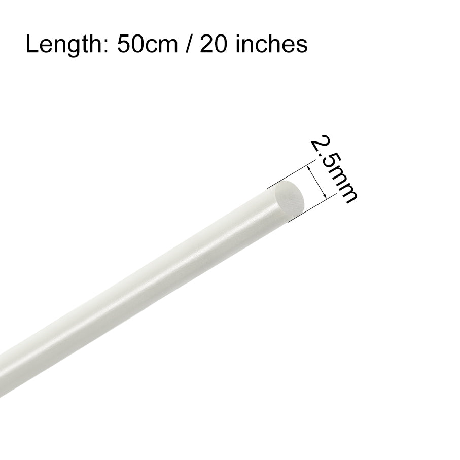 uxcell Uxcell FRP Fiberglass Round Rod,2.5mm Dia 50cm Long White Engineering Round Bars 3pcs