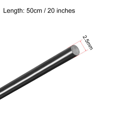 Harfington Uxcell FRP Fiberglass Round Rod,2.5mm Dia 50cm Long Black Engineering Round Bar 2pcs