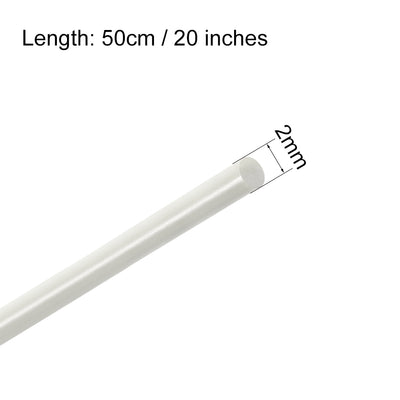 Harfington Uxcell FRP Fiberglass Round Rod,2mm Dia 50cm Long White Engineering Round Bars 2pcs