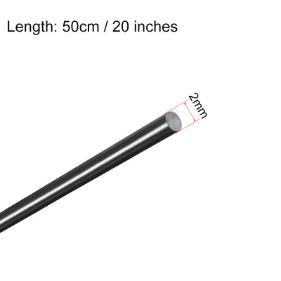 Harfington Uxcell FRP Fiberglass Round Rod,2mm Dia 50cm Long Black Engineering Round Bars 2pcs