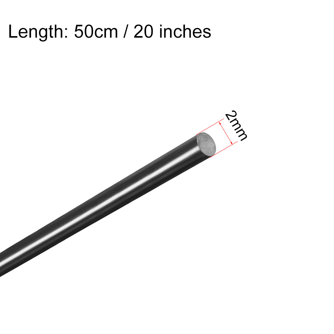 uxcell Uxcell FRP Fiberglass Round Rod,2mm Dia 50cm Long Black Engineering Round Bars 3pcs