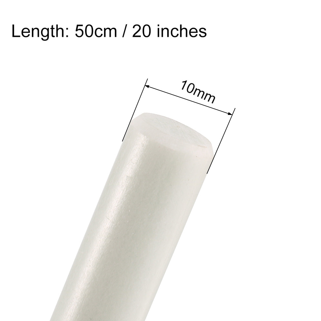 uxcell Uxcell FRP Fiberglass Round Rod,10mm Dia 50cm Long White Engineering Round Bar 3pcs