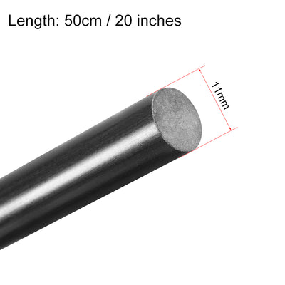 Harfington Uxcell FRP Fiberglass Round Rod,11mm Dia 50cm Long Black Engineering Round Bar Rod