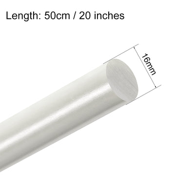 Harfington Uxcell FRP Fiberglass Round Rod,16mm Dia 50cm Long White Engineering Round Bar 2pcs