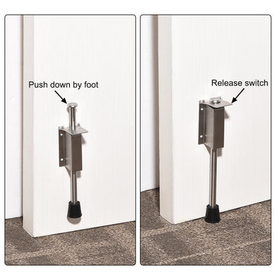 Harfington Uxcell Stainless Steel Door Stopper Spring Loaded Telescopic Step-on Door Holder Stop and Release by Foot 200mm Length