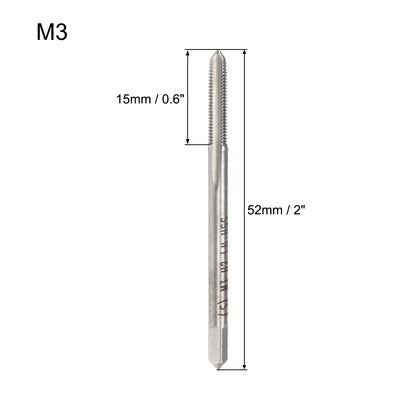 Harfington Uxcell Metric Machine Tap Left M3 Thread 0.5 Pitch H2 Accuracy 3 Flutes High Speed Steel