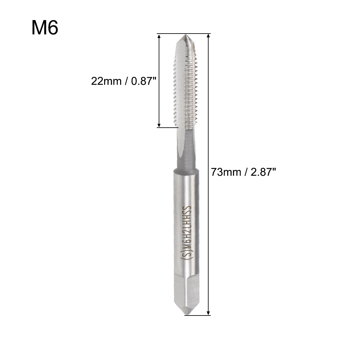 uxcell Uxcell Metric Machine Tap Left M6 Thread 1 Pitch H2 Accuracy 3 Flutes High Speed Steel