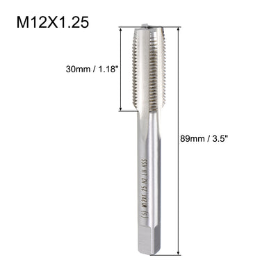 Harfington Uxcell Metric Machine Tap Left M12 Thread 1.25 Pitch H2 4 Flutes High Speed Steel