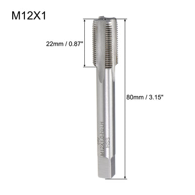 Harfington Uxcell Metric Machine Tap Left M12 Thread 1 Pitch H2 4 Flutes High Speed Steel