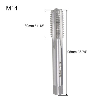 Harfington Uxcell Metric Machine Tap Left M14 Thread 2 Pitch H2 4 Flutes High Speed Steel