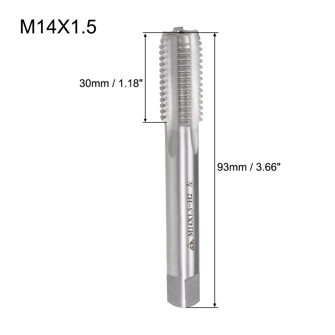 uxcell Uxcell Metric Machine Tap Left M14 Thread 1.5 Pitch H2 4 Flutes High Speed Steel