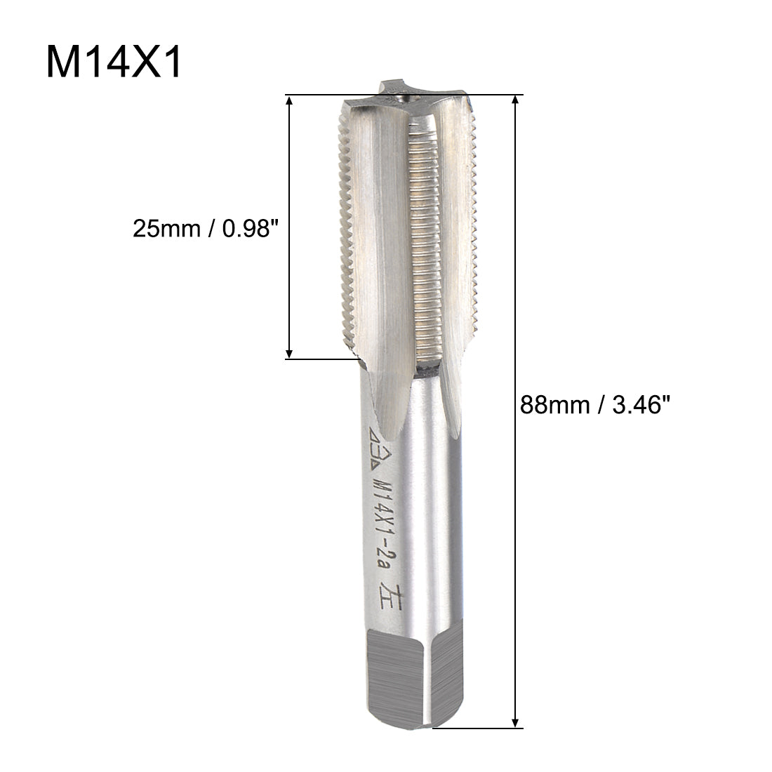 uxcell Uxcell Metric Machine Tap Left M14 Thread 1 Pitch H2 4 Flutes High Speed Steel