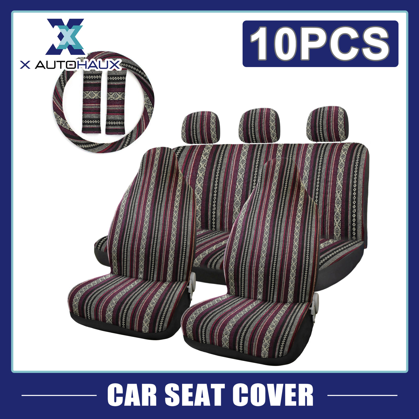 uxcell Uxcell 10pcs Universal SUV Car Automotive Blanket Ethnic Style Bucket Seat Cover