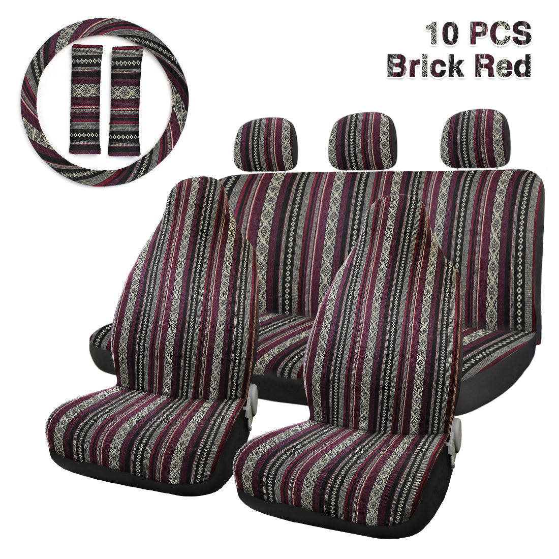 uxcell Uxcell 10pcs Universal SUV Car Automotive Blanket Ethnic Style Bucket Seat Cover