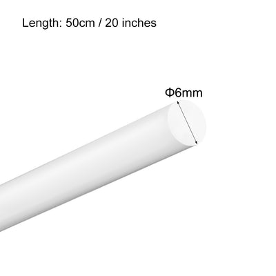 Harfington Uxcell Plastic Round Rod,6mm Dia 50cm White Engineering Plastic Round Bar 2pcs