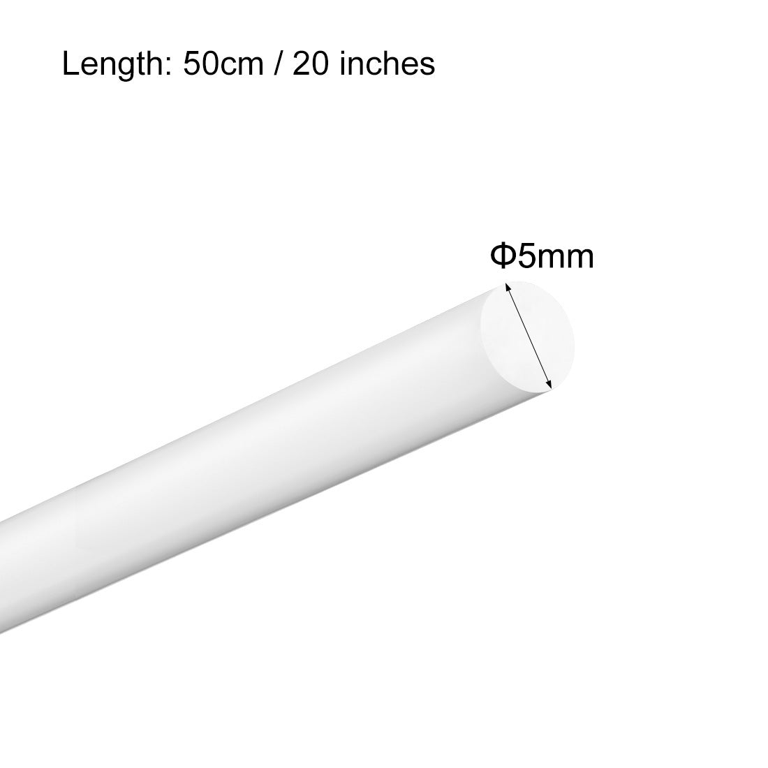 uxcell Uxcell Plastic Round Rod,5mm Dia 50cm White Engineering Plastic Round Bar 2pcs