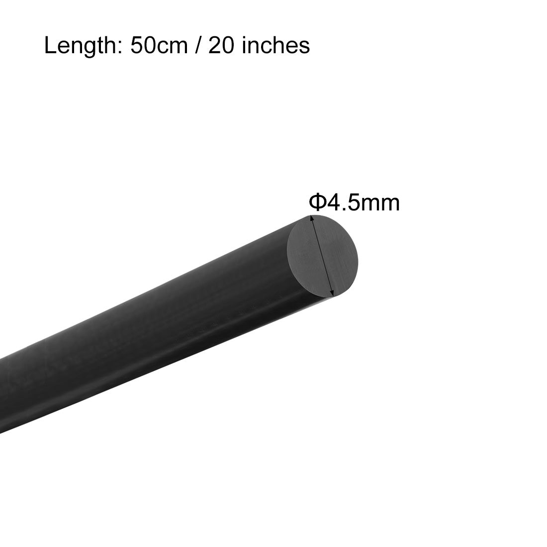 uxcell Uxcell Plastic Round Rod,4.5mm Dia 50cm Black Engineering Plastic Round Bar 2pcs