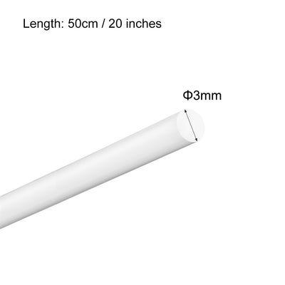 Harfington Uxcell Plastic Round Rod,3mm Dia 50cm White Engineering Plastic Round Bar 2pcs