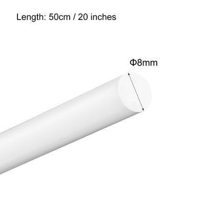 Harfington Uxcell Plastic Round Rod,8mm Dia 50cm White Engineering Plastic Round Bar 2pcs