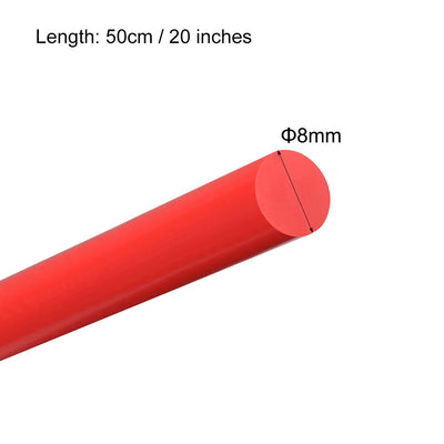 Harfington Uxcell Plastic Round Rod,8mm Dia 50cm Red Engineering Plastic Round Bar 2pcs