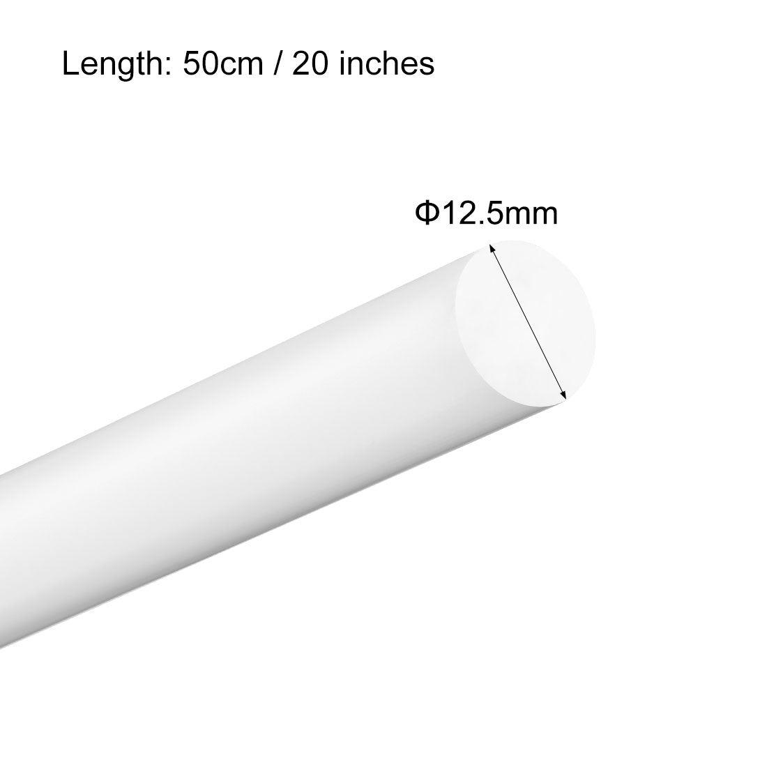 uxcell Uxcell Plastic Round Rod,12.5mm Dia 50cm White Engineering Plastic Round Bar 2pcs