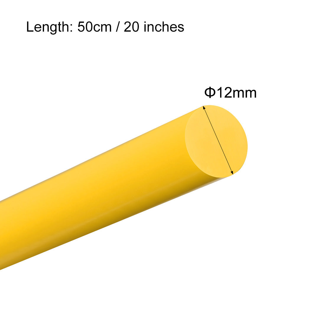 uxcell Uxcell Plastic Round Rod,12mm Dia 50cm Yellow Engineering Plastic Round Bar