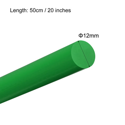 Harfington Uxcell Plastic Round Rod,12mm Dia 50cm Green Engineering Plastic Round Bar 3pcs