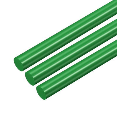 Harfington Uxcell Plastic Round Rod,12mm Dia 50cm Green Engineering Plastic Round Bar 3pcs