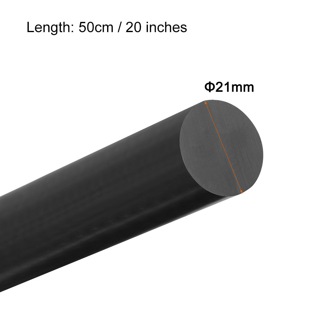 uxcell Uxcell Plastic Round Rod,21mm Dia 50cm Black Engineering Plastic Round Bar 2pcs