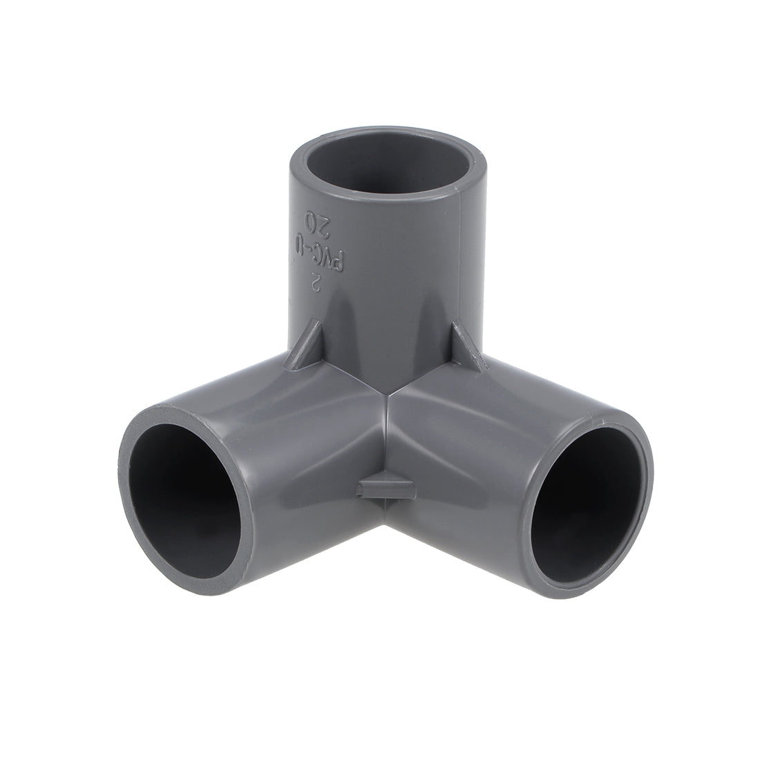 uxcell Uxcell 3-Way Elbow Metric PVC Fitting, 20mm Socket, Tee Corner Fittings Gray 2Pcs