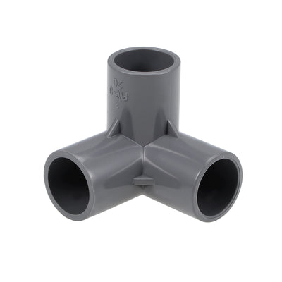 Harfington Uxcell 3-Way Elbow Metric PVC Fitting, 20mm Socket, Tee Corner Fittings Gray 2Pcs